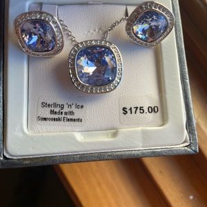NWT Sterling ‘n Ice Necklace and Earrings. Purple. Made with Swarovski Elements.